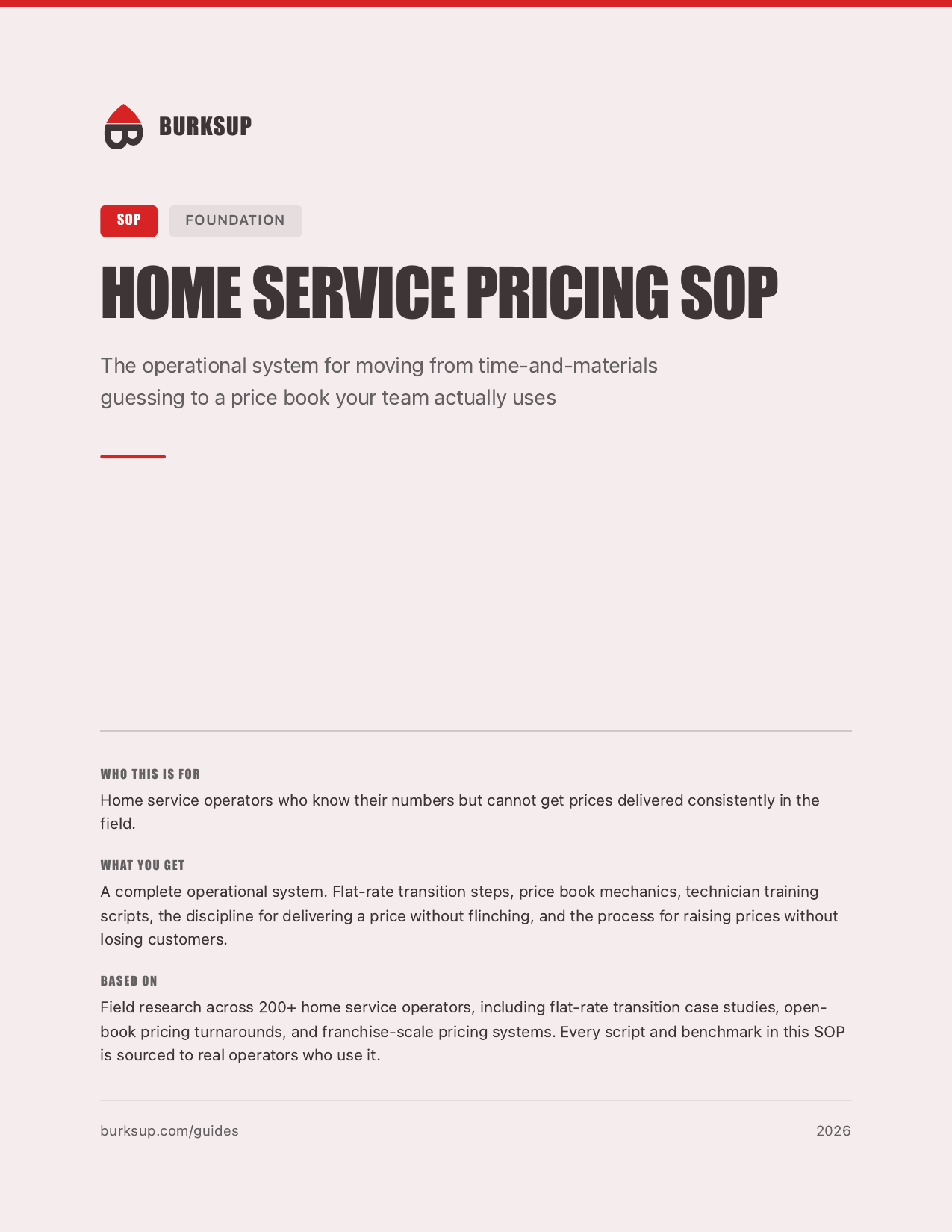 Preview of Home Service Pricing SOP